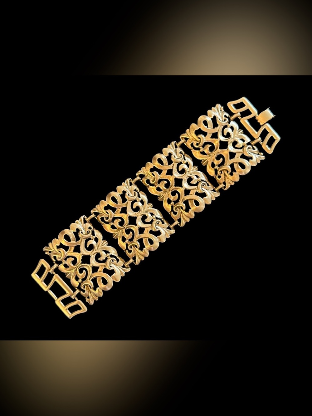 Vintage Gold Filigree Statement Bracelet - Women's Jewelry